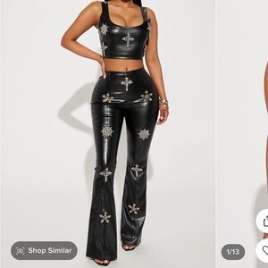 Leather pants set black size medium